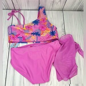 Girls' 'Tropical Scenic with Sarong' Bikini Set - Cat & Jack™ Fits like 6/7